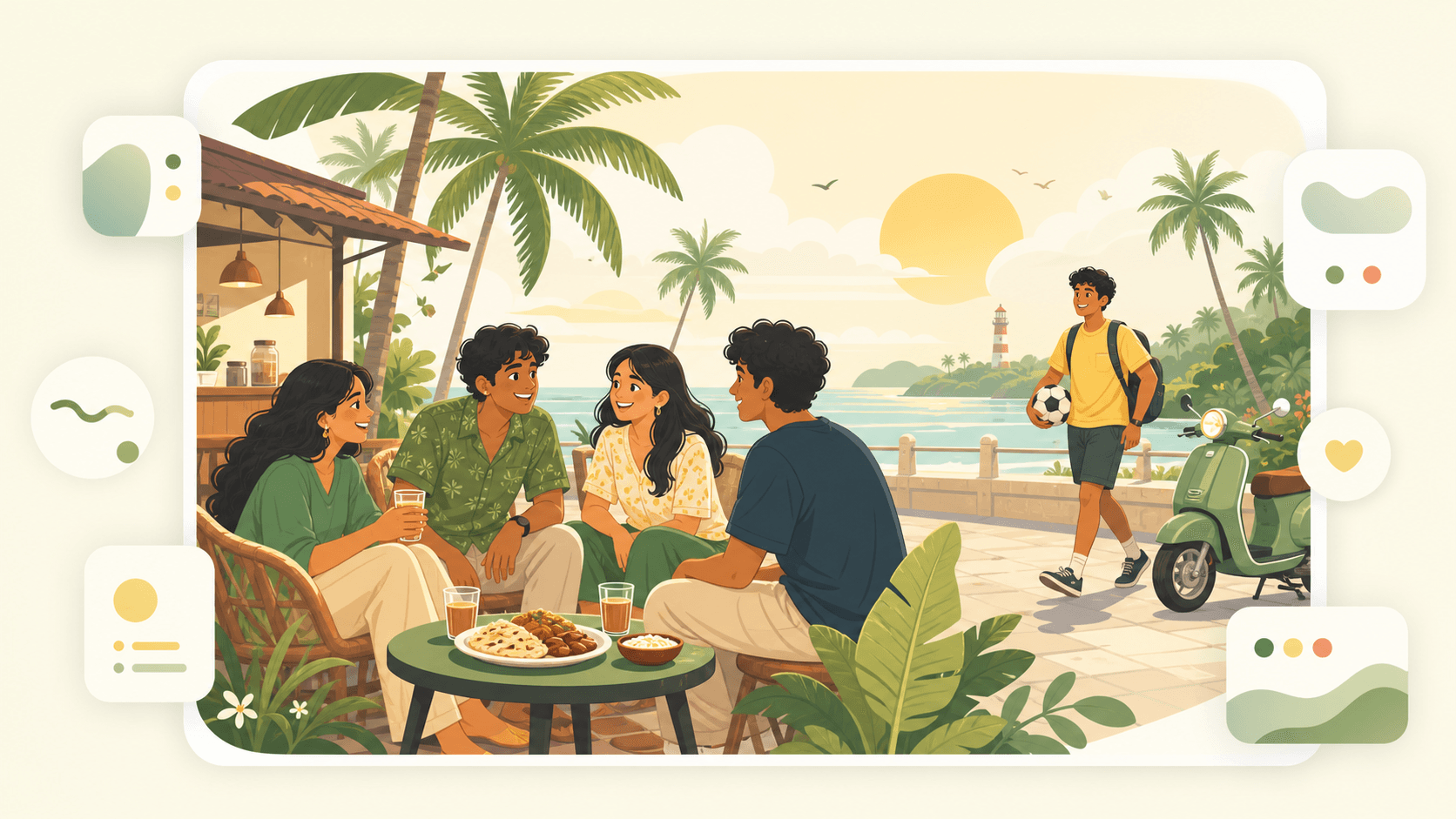 Friends hanging out in Kerala